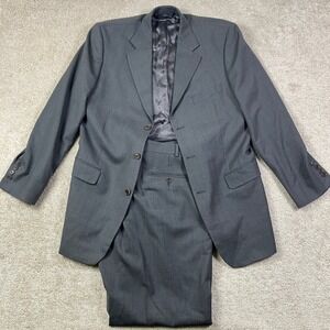 Brooks Brothers 346 Strech Wool Suit Men's 42L 38x30 Gray Pinstripe 3-Button